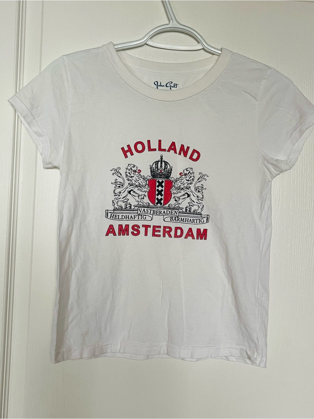 Brandy Melville John Galt White Short Sleeve Tee Shirt Amsterdam Holland